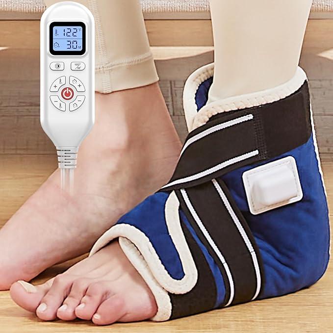 CAMECO 1 PACK Ankle Heating Pad for Pain Relief Arthritis, Heated Foot Ankle Wrap for Sprains, Achilles Tendonitis, Plantar Fasciitis | 86℉-158℉ Temp | 0-90Min Auto Shut Off (Blue)