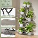 Plant Stand Indoor with Grow Lights - 44" Tall Corner Plant Stands for Indoor Plants, 5 Tiered Metal Plant Shelf, Curved Plant Flower Holder Dispaly Rack for Living Room, Home Patio Balcony (Gray)