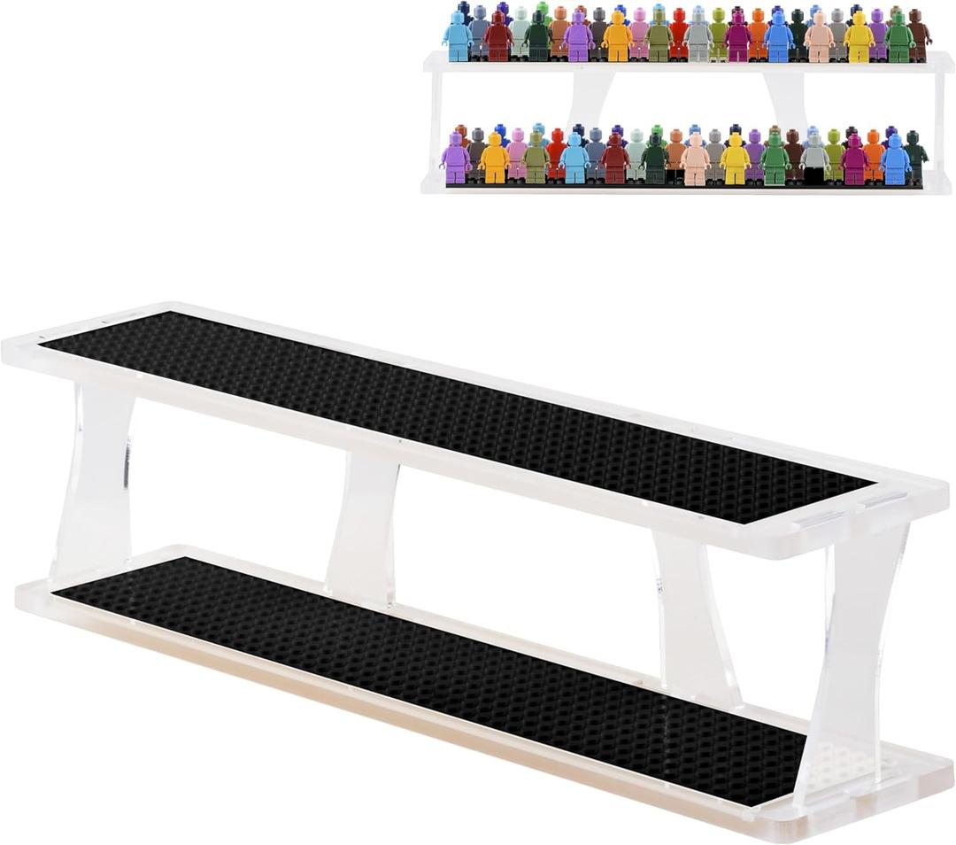 Tabletop Stackable Minifigure Display Case Holds Up to 72 Minifigures Or Mini Block Sets - Acrylic Display Case for Figures Compatible with Major Brands - Minifig Shelf Organizer (Black Base) Tabletop Stackable Minifigure Display Case Holds Up to 72 Minifigures Or Mini Block Sets - Acrylic Display Case for Figures Compatible with Major Brands - Minifig Shelf Organizer (Black Base)