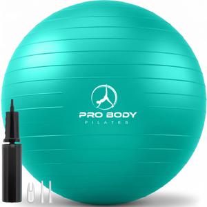 ProBody Pilates Exercise Ball - Multiple Sizes Gym Grade Balance Ball for Fitness, Yoga, Workout, Pregnancy & Physical Therapy (M: 19-22 inches/48-55 cm, Aqua)
