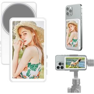 Phone Selfie Monitor Screen for Media Content Creators, Wireless Back Camera Monitor Screen, Compatible for iPhone & Android, Rear Camera for Selfie Vlog Live Stream TikTok, Bluetooth Remote