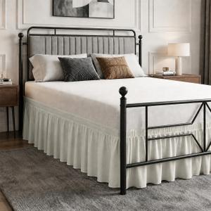 Vocander Twin Bed Skirt 14 inch Drop, Elastic Wrap Split Corner, Light Gray | Hides Underbed Storage, No-Lift Install, Soft Microfiber, Durable Fabric, Machine Washable, Polished Bedroom Look