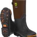 TIDEWE Rubber Work Boot for Men with Steel Toe & Shank, Waterproof Anti Slip Hunting Boot, 6mm Neoprene Hunting Boot for Manufacturing, Construction, Farming, Black,Brown, Size 10