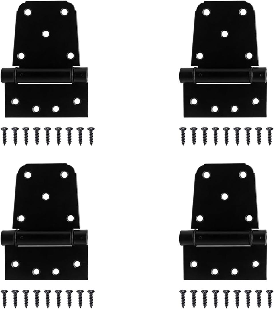4 Pack Heavy Duty Gate Hinges 3-1/2" Black Iron Shed Door T Hinges for Barn Wood Fence with Screws