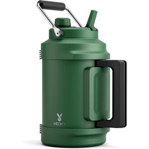 1 Gallon Insulated Water Bottle for Hiking: Meoky 128 oz Triple Wall Vacuum Stainless Steel Metal Water Jug - Top and Side Handles, Cold for 48 Hrs, 2-in-1 Straw and Spout Lid, Leakproof for Gym (Fir)
