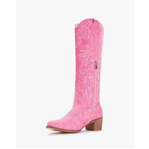 IUV Cowboy Boots For Women Knee High Western Cowgirl Boots Snip Toe Side Zipper Chunky Heel, Size 8