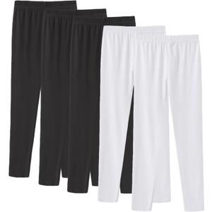 5PCS Stretchy Footless Girls' Leggings: Easy Pull-On Warm Tights 4-12 Year Olds Comfortable Heel-Free All-Day for 4-5Years