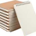 HOZEON 20 PCS A6 Size Top Spiral Bound Sketch Notebooks, Blank Kraft Brown Cardboard Cover Sketch Pad for Animation, Sketching, Drawing, Doodling and Journaling, 60 Sheets for Each Pad