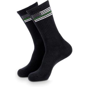 Cotton Cushioned Crew Socks, Patriotic & Thin Line Designs (Black)