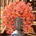 Ivydale 2 PCS Artificial Fall Hanging Flowers Fake Plants Outdoor,Silk Morning Glory Faux Flowers with Eucalyptus Leaves,UV Resistant Realistic Mums Plants for Home Garden Decor (Orange)