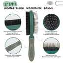 2PCS Pet Grooming and Deshedding Tools, 2-In-1 Double-Sided Cat Brush for Shedding and Bathing, Dogs & Cats Shedding Comb for Long and Short Haired Dogs Cats, Green