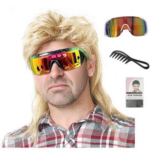 Lotfon Mullet Wigs for Men Joe Dirt Emo Wig 80s Costumes Fancy Party Accessory Cosplay Wig Halloween Man x (Light Blonde)