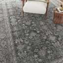 Vintage Area Rug 4x6 Black Entryway Office Washable Carpet Non Slip Bedroom Indoor Living Room Door Mat Low Pile Traditional Distressed Retro Accent Rug for Dining Room Bathroom Kitchen