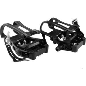 SPD Bike Pedals with Toe Clip Straps Cage Compatible with Shimano SPD 9/16'' for Peloton/MTB/Spin/Indoor/Exercise Bicycle Pedals Replacement Assecories