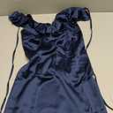 RIHOAS Women's Satin Sleeveless Mini Dress Backless V Neck Silky Cocktail Club Party Short Mini Dresses (XS, Navy Blue)