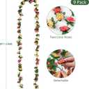 KHOYIME 9 Pack 72 FT Artificial Flower Garland, Fake Champagne Roses Vines Silk Flowers Faux Outdoor Hanging Floral Ivy Garland Decoration for Wedding Arch Bedroom Home Wall Backdrop Room Decor