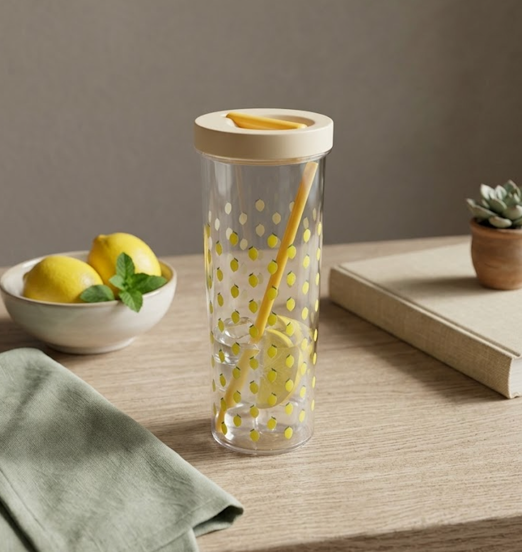 Plastic Sipper & Straw Lemon Edition