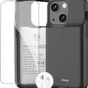 Battery Case for iPhone 13/13 Pro/14/14 Pro/15/15 Pro, Ultra-Slim Wireless Fast Charging Case Extend Rechargeable Anti-Fall Soft-TPU Charger Case for iPhone 13/13 Pro/14/14 Pro/15/15 Pro 6.1" (For iPhone 15 & 15 Pro (6.1 inch), Black)