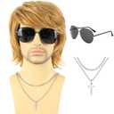 Short Blonde Wigs for Men - 70s 80s Natural Fluffy Heat Resistant Synthetic Hair Wig for Cosplay, Daily Use, Themed Party and Halloween (Blonde)