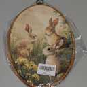 FSTCSV Vintage Easter Bunny Oval Wall Art Framed, Rustic Cottagecore Country Bunny Canvas Prints Wall Hanging Art, Spring Three Rabbits Nursery Oval Walls Decor for Home Bedroom Kids Room, 8.8x11.5in