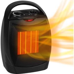 GiveBest Portable Electric Space Heater, 1500W/750W Ceramic Heater with Thermostat, Heat Up 200 Square Feet in Minutes, Safe and Quiet for Office Room Desk Indoor Use (Black)