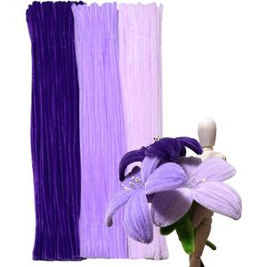 300pcs Purple Pipe Cleaners Bulk - Fluffy Craft Pipe Cleaners for Arts & Crafts, Ideal for Making Flowers, Animals & Decorations (12 x 0.24 inches)