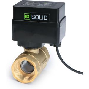 U.S. Solid Motorized Ball Valve- 1" Brass Ball Valve with Standard Port, 9-36V AC/DC, 2 Wire Auto Return Setup, Normally Open (N/O)