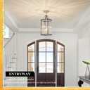 Black Gold Pendant Light Modern Glass Small 4-Light Pendant Chandelier 9.8'' for Kitchen Island Industrial Cage Ceiling Hanging Lighting for Dining Room Entryway Hallway