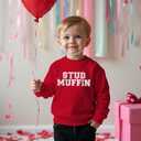 GLIGLITTR Toddler Baby Boy Valentines Sweatshirt Outfit Long Sleeve Stud Muffin Letter Print Pullover Shirt Clothes (Red)