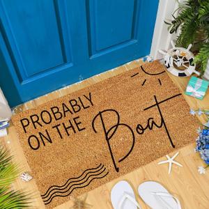 Ceenna Summer Nature Coir Doormat Outdoor Beach Hawaiian Theme Welcome Outdoor Rugs Front Door Mat for Summer Porch Indoor Decor Gift, 16 x 28 Inch (Probably on The Boat,16 x 28 Inches)