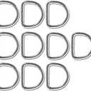 Ewparts D Rings 1.25 inch Heavy Duty 1 1/4 5mm Thick 10 Pack Welded D-Rings for Sewing, D Hooks for Dog Collars, Belts, Bags, Macrame, DIY Bracelet, Crafts,Webbing Straps,Purse,Bag (Silver)