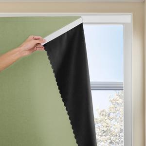 JILRON Adhesive Curtain 100% Blackout No-Drill Easy Install for Bedroom Blinds Light Blocking (Sage Green-47 W x 54" L-1P)