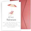 JYfeel Beach Theme Happy Retirement Card for Women and Men - Thoughtful Retirement Gifts for Coworkers, Friends, Boss - Farewell Card Includes Red Envelope & Gold Seal US-RCBEAH1R