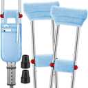 Threlaco 7 Pcs Fluffy Crutches Padding, Bag, Hand Grips Underarm Crutches Padding Cover Crutch Pads for Armpit and Hand Grips, Pouch, Lightweight Accessories for Adult Youth Walking(Blue)