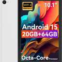 URAO Tablet,10.1" Android 15 Tablet with Octa-core Processor 20GB RAM 64GB ROM HD IPS Touchscreen 8H Battery, Wi-Fi 6, BT 5.0, Dual Camera, Android Tablets
