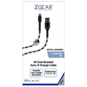 Zgear Metal Housing For Lightning Tip 10 Foot Braided Sync & Charge Cable