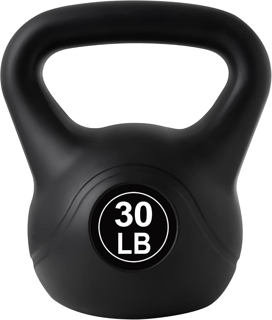 ALTLER Vinyl Plastic Concrete Kettlebell 10-50LBS Safe Strength Training Kettlebell Anti-Slip Grip Weight for Home Workouts and Men/Women/Beginners