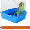 PINVNBY Parrot Bath Box Bird Bathtub Parakeet Bathing Tube with Bird Perches Stand Paw Grinding Cage Accessories Ideal for Small Birds Lovebirds Canary Finches(3 PCS Random Color)