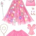 Light Up Princess Dress Up for Girls 3 4 5 6, Toddlers Dress Up Clothes, Princess Toy for Kids Birthday Gift (Royal Pink)