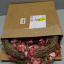 Valentines Day Wreath Decor, 22inch Artificial Pink Wreath with Tulip Berry Green Leaf Element, Valentines Wreaths for Front Door Wedding Anniversary Party Candlelight Dinner Decorations