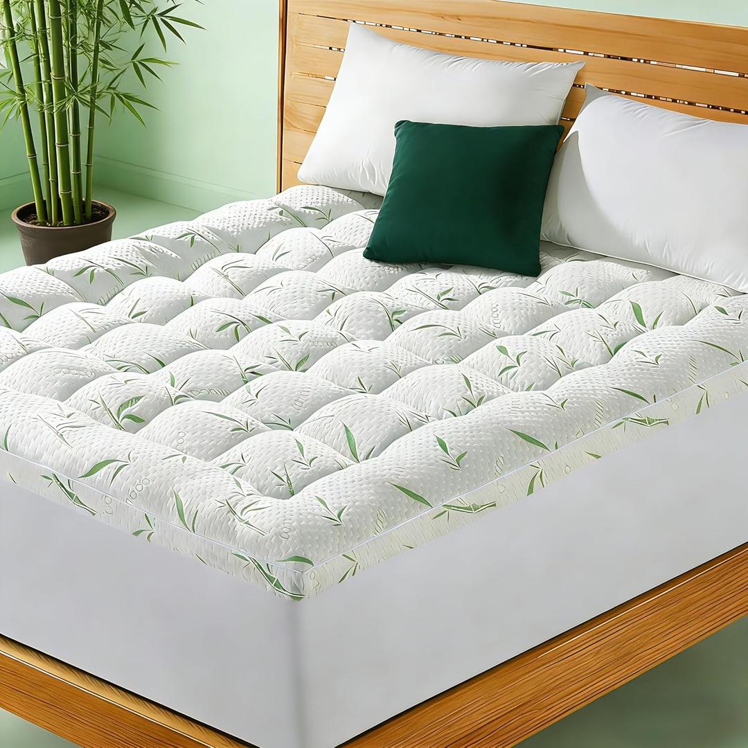 3 Inch Mattress Topper - Viscose Made from Bambu,Cooling Soft Pillow Top Mattress Pad Cover for Back Pain,Mattress Protector with 8-21 Inch Deep Pocket (60"x81")