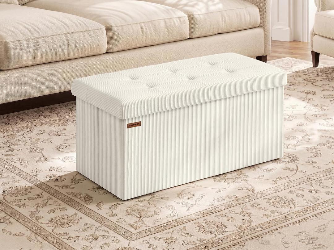 SONGMICS Ottoman Storage Bench, 30 Inch Foldable Foot Rest, 15"D x 30"W x 15"H