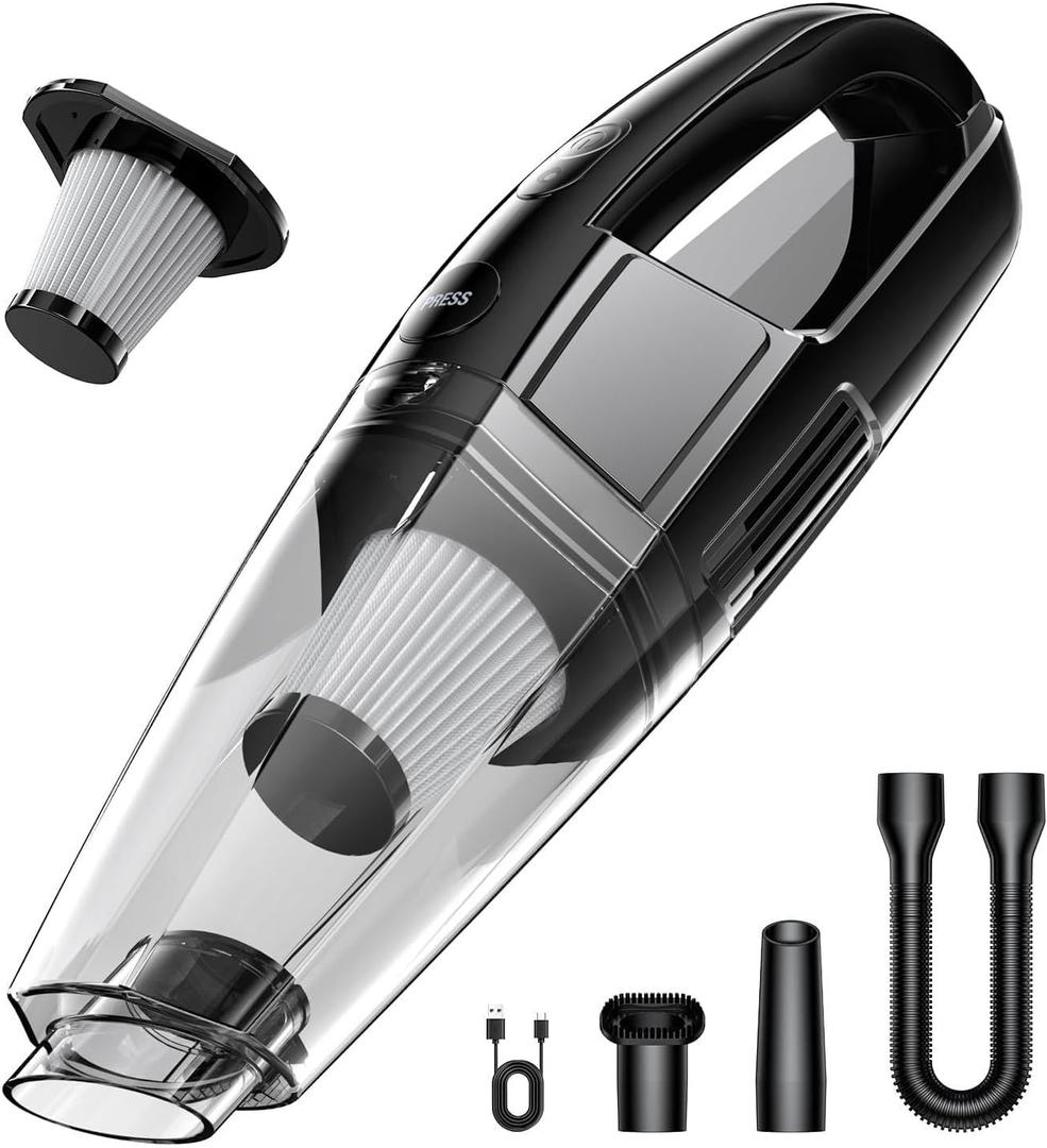 BSRCO Handheld Vacuum Cordless, Rechargeable 8000PA, Car Vacuum Portable Cordless, Hand Vacuum Rechargeable, 3 in 1, Lightweight, Hand Held Vacuum Cleaner for Car Home Office, Pet Hair