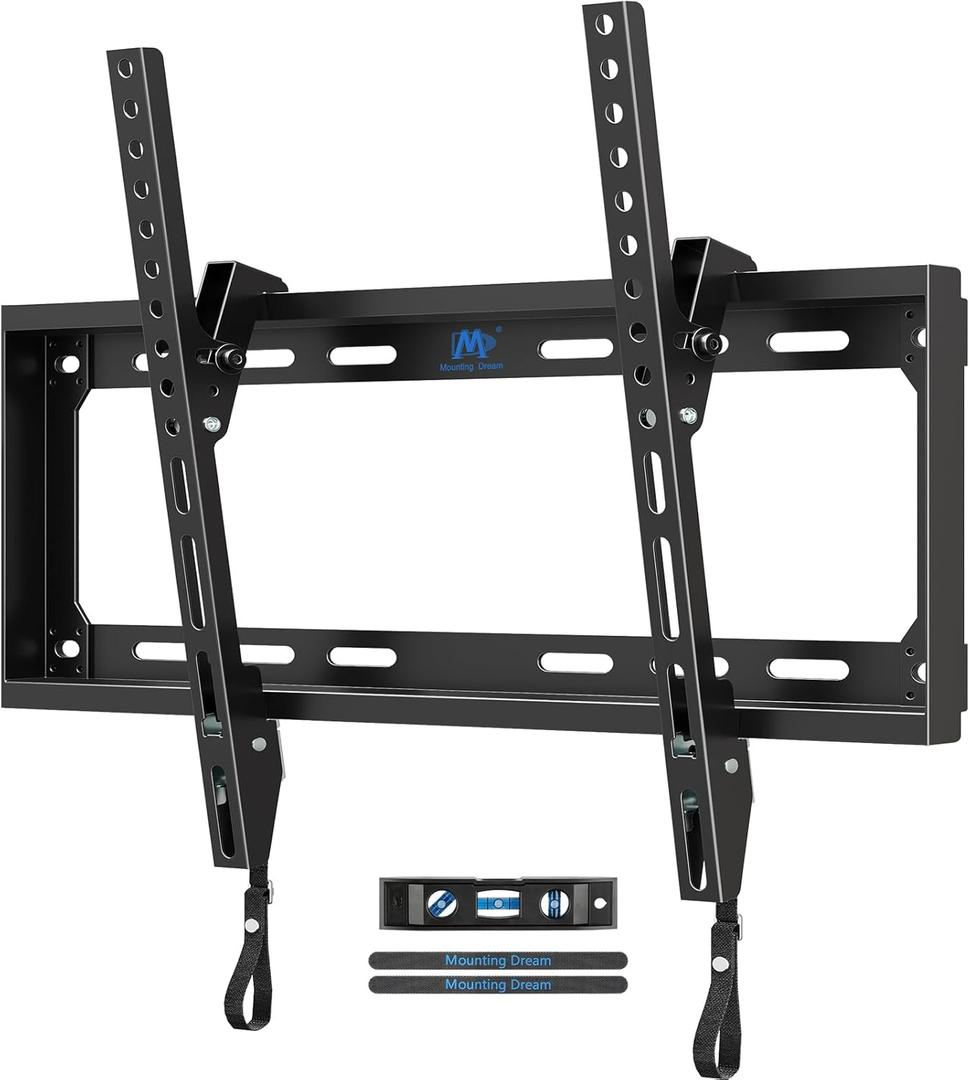 Mounting Dream Tilting TV Mounts for Most 26-60 Inch LED, LCD TVs up to VESA 400 x 400mm and 88 LBS Loading Capacity, TV Wall Mount with Unique Strap Design for Easily Lock and Release MD2268-MK