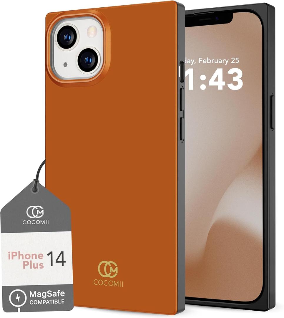 Cocomii - Rectangle Case Compatible with iPhone 14 Plus/15 Plus - Compatible with MagSafe, Solid Color, Fashionable Hues, Matte, Magnetic Phone Case for iPhone 14 Plus/15 Plus 6.7 inch, Caramel