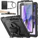 SEYMAC stock Case for Samsung Galaxy Tab S7 FE / S8 Plus 5G Case 12.4'' with Screen Protector Pencil Holder [360 Rotating Hand Strap] &Stand, Drop-Proof, Black