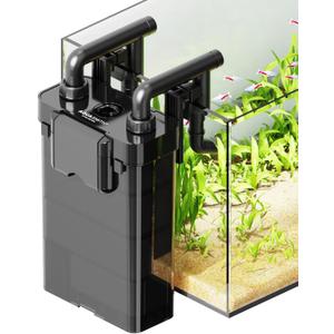 Hang on Back Aquarium Filter,Ultra-Quiet Small Canister Filter,4-Stage Filtration,Bottom Anti-Dry Burn Motor,Extra-Large Filter Media Basket Suitable