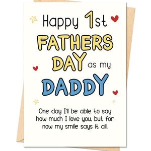 3 x IDU First Fathers Day Card, First Fathers Day Card Gifts for New Dad, Happy 1st Father's Day Cards Gift for New Dad Daddy Husband, Funny 1st Father's Day Cards Decorations from Baby Daughter Son