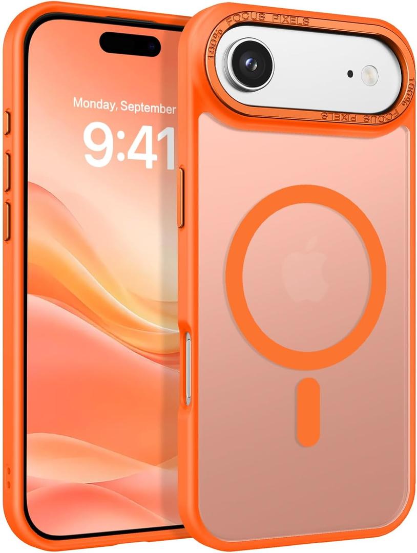 BENTOBEN Magnetic for iPhone Air Case 6.5" 2025, [Compatible with Magsafe] Slim Cute Matte Translucent Shockproof Drop Protective Bumper Women Men Phone Cover for iPhone 17 Air, Orange