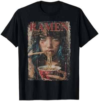Japanese Ramen Noodles Otaku Y2K Fashion Kawaii Manga Anime T-Shirt L